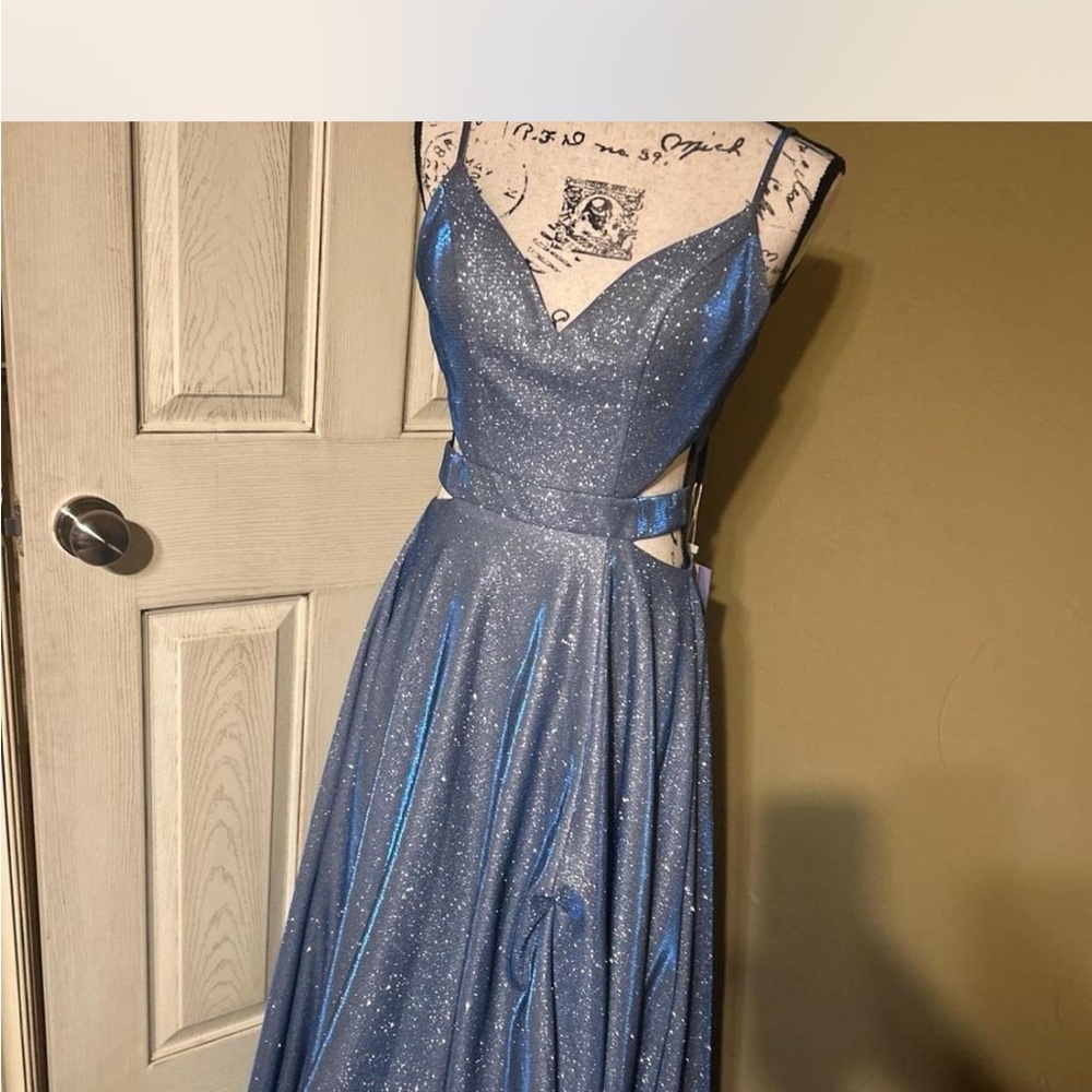 Sparkling Backless Blue Dress